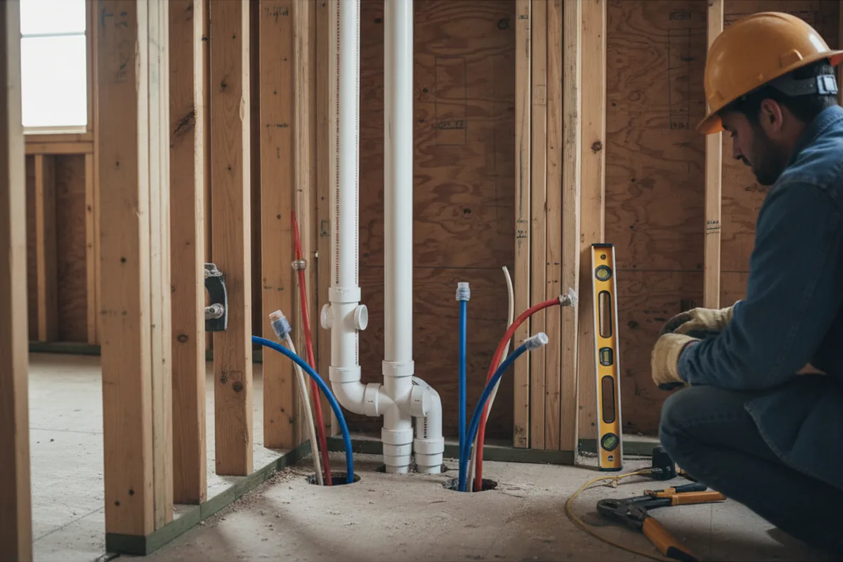 Drain and supply rough-in during Leak Detection in Gulf Shores