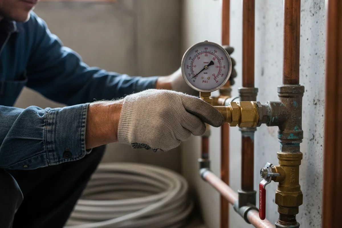 Pressure testing a repaired line during Water Line Repair in Gulf Shores